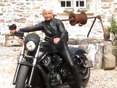 Hot leather granny biker